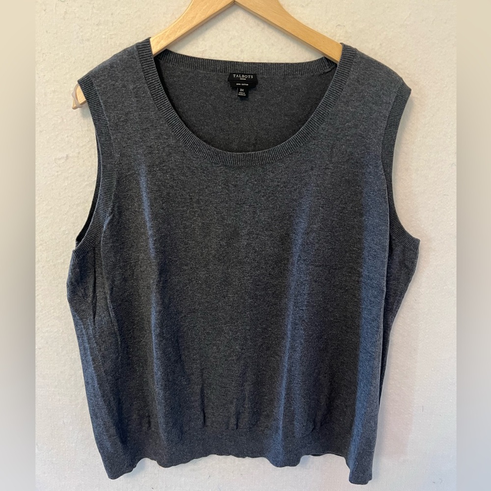 Talbots Gray Pima Cotton Vest - 3X